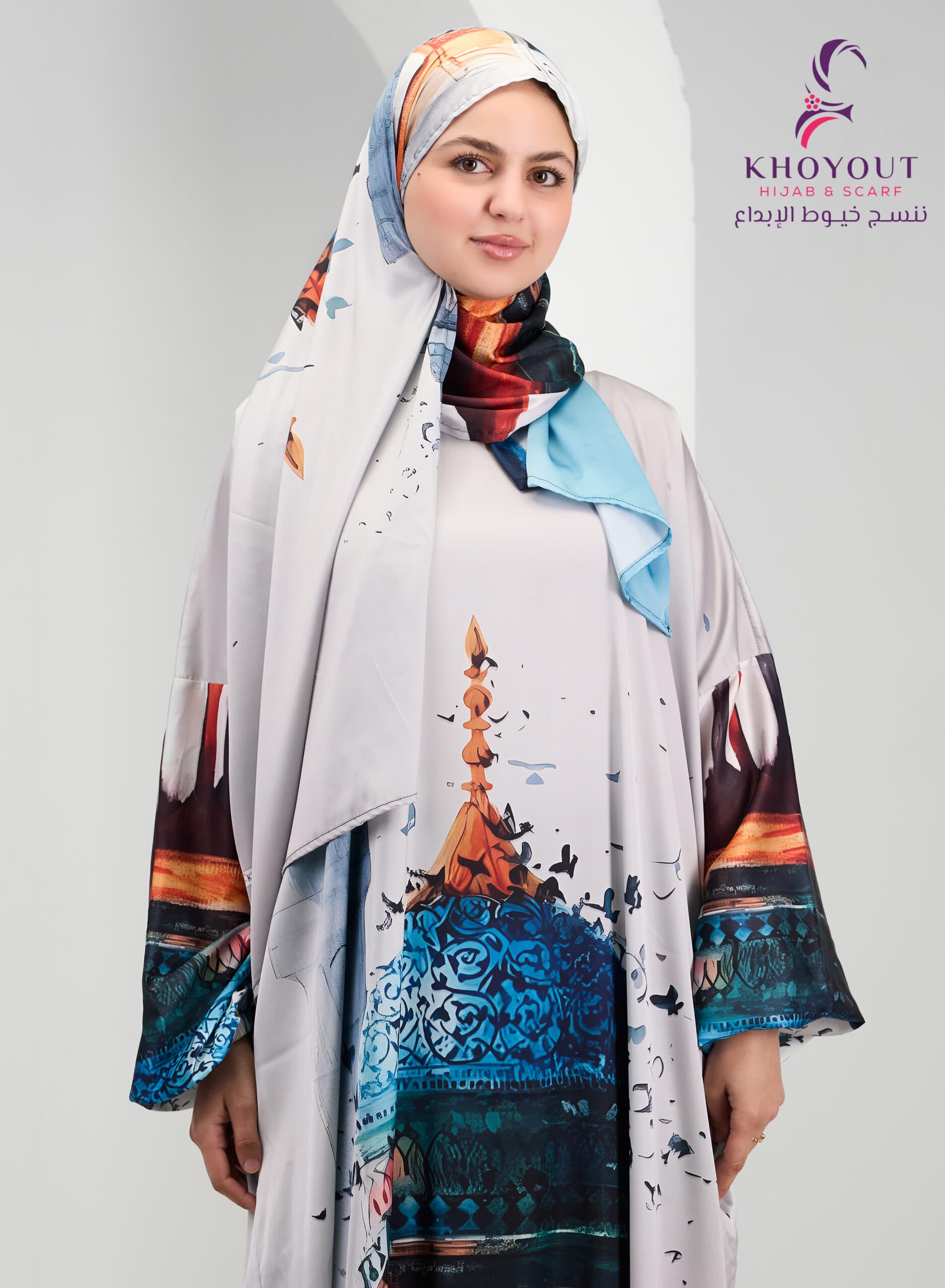Printed Satin Prayer Dress 79