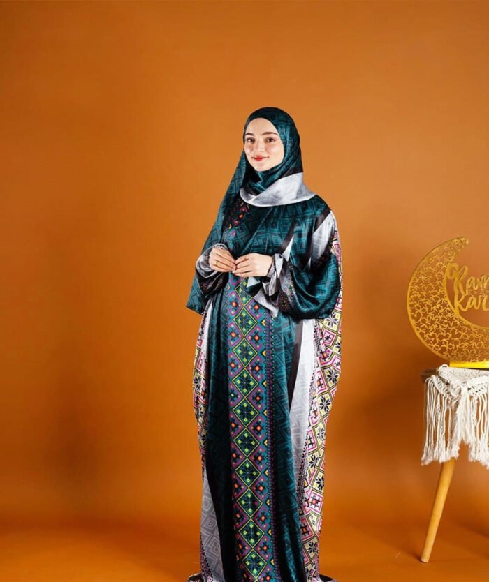 printed satin prayer dress 24 - Image 1