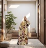 printed satin prayer dress 42