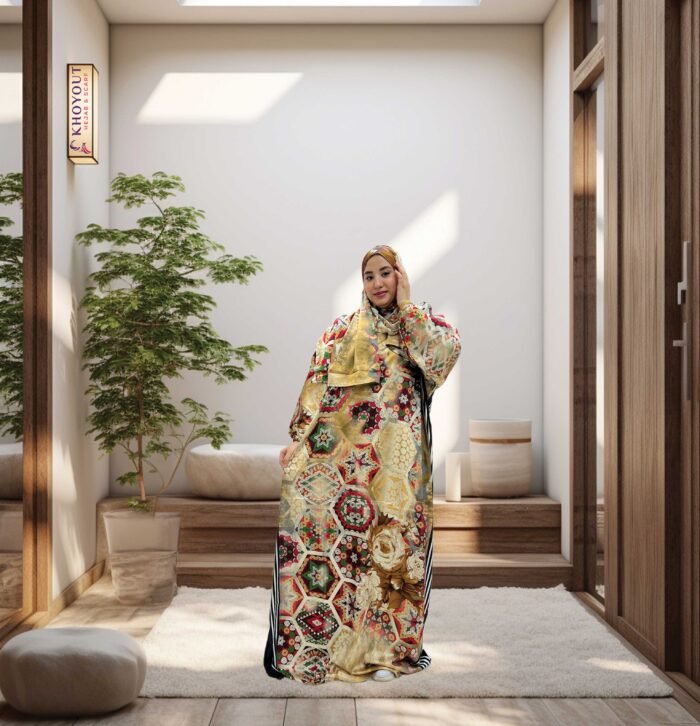 printed satin prayer dress 42 - Image 1