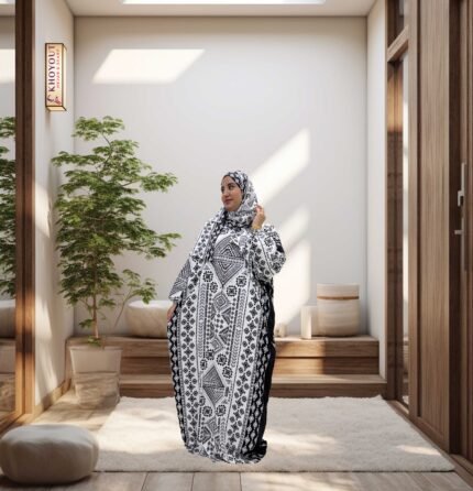 printed satin prayer dress 44