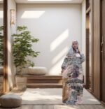 printed satin prayer dress 50