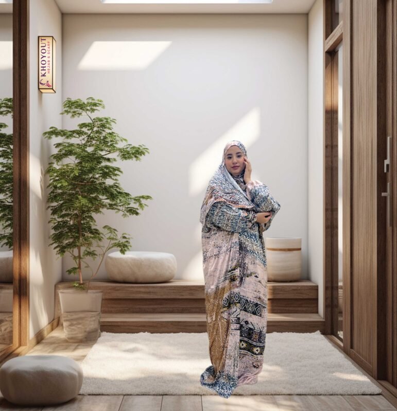 printed satin prayer dress 50