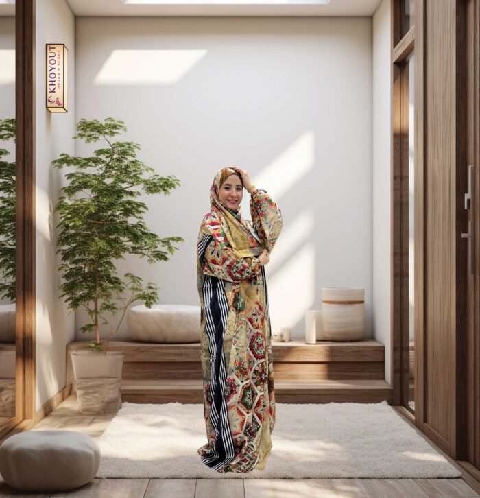 printed satin prayer dress 42 - Image 3